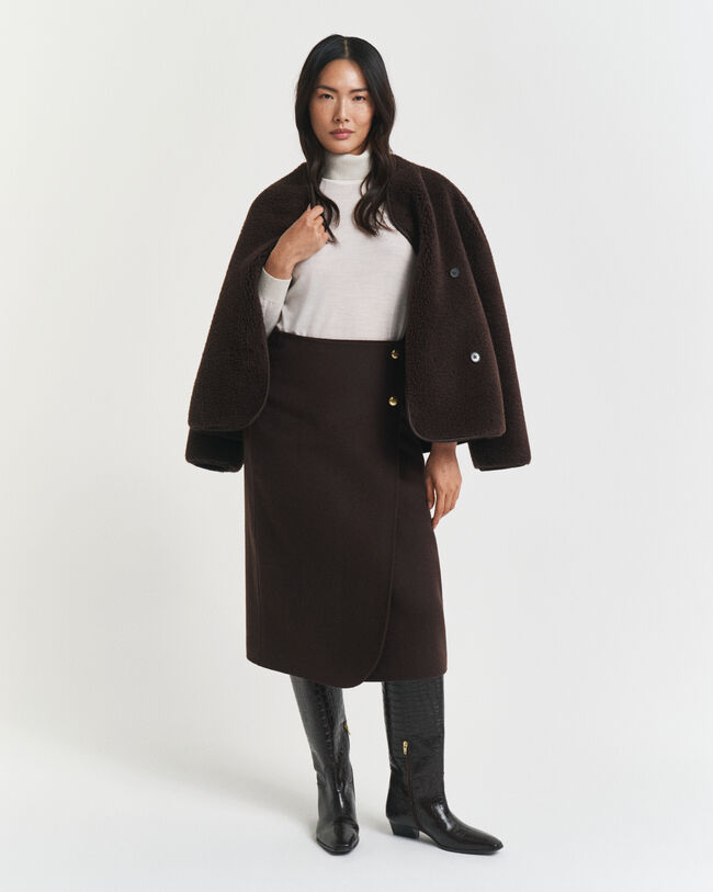 Midi håndsyet slå-om nederdel