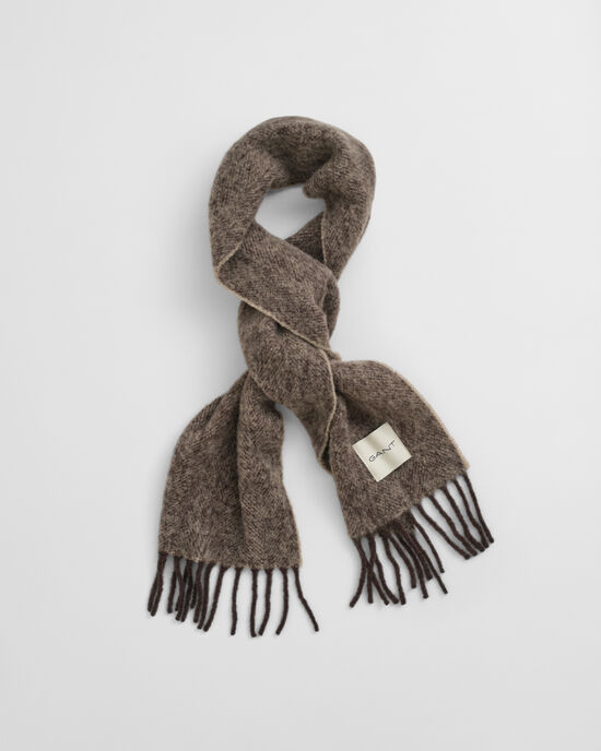 Sildebensmønstret halstørklæde i mohair-alpaka