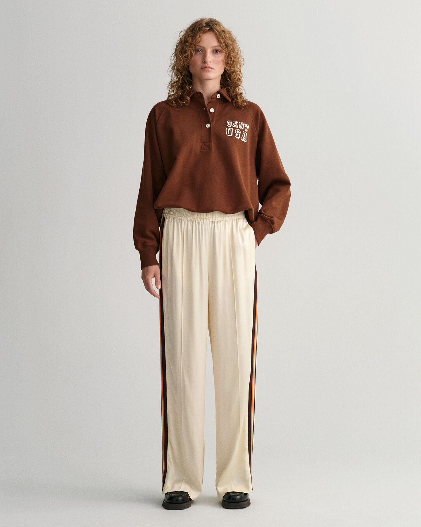 Relaxed fit stribede pull-on bukser