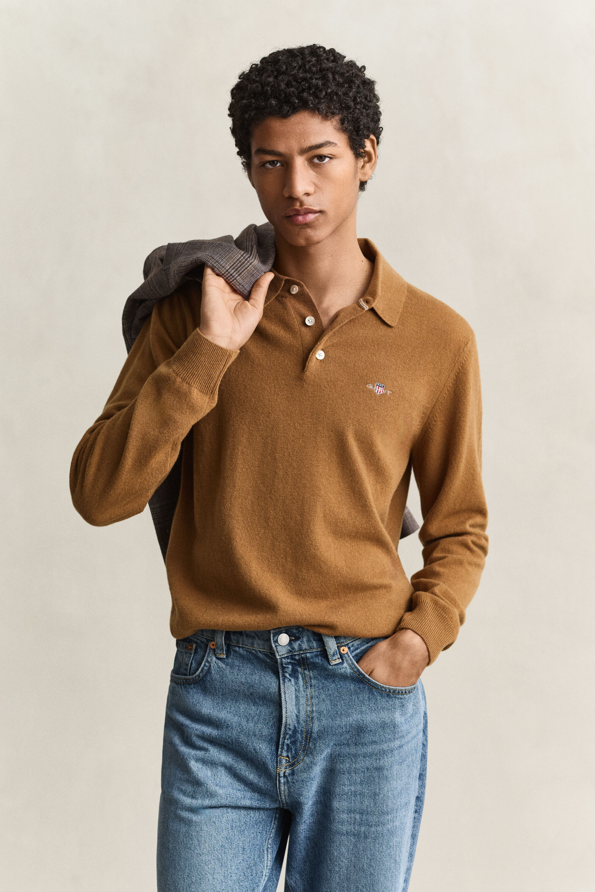 Polosweater af ekstra fin lammeuld