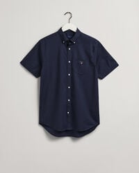 Regular fit t&aelig;tv&aelig;vet skjorte med korte &aelig;rmer