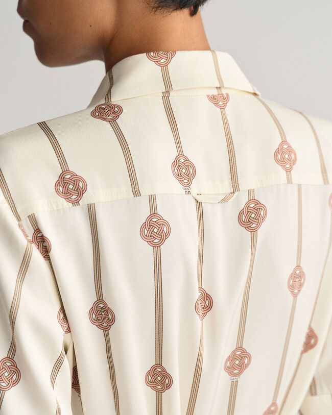 Kortærmet skjortekjole med tryk