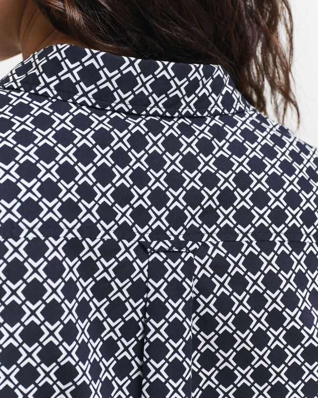 Regular fit Geometric skjorte af bomuldsvoile