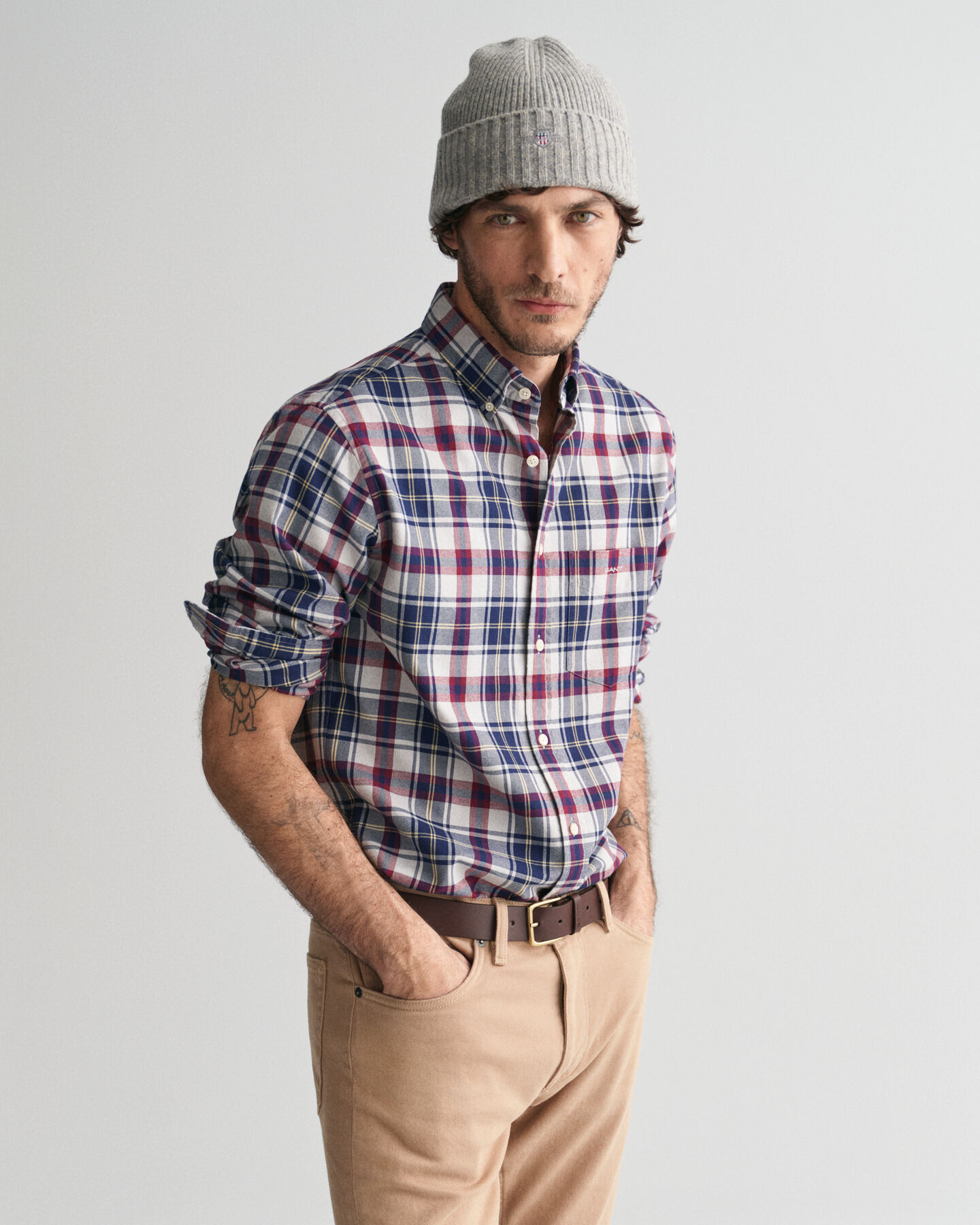 Regular fit skotskternet flannel jasp&eacute;-skjorte