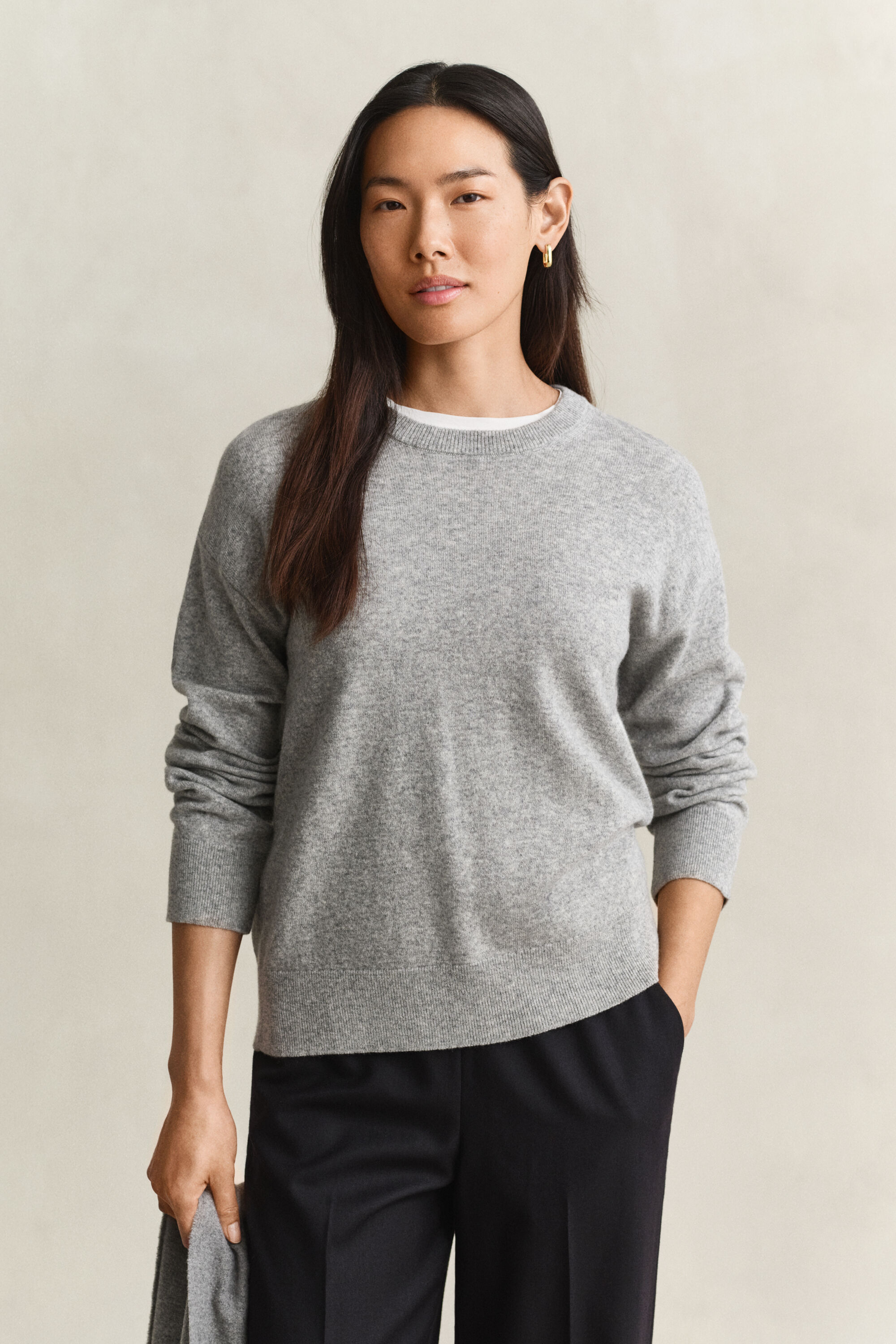 Crewneck sweater i ekstra fin lammeuld