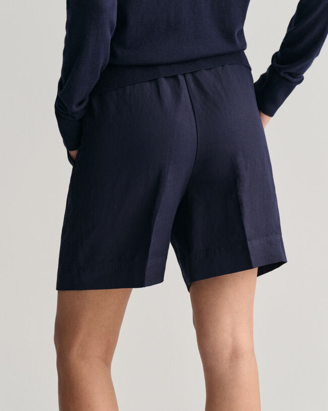 Relaxed fit pull-on shorts i hørblanding
