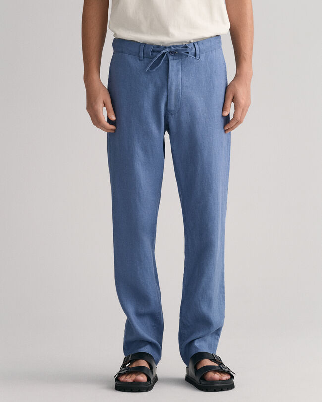 Relaxed fit hørbukser med løbesnor