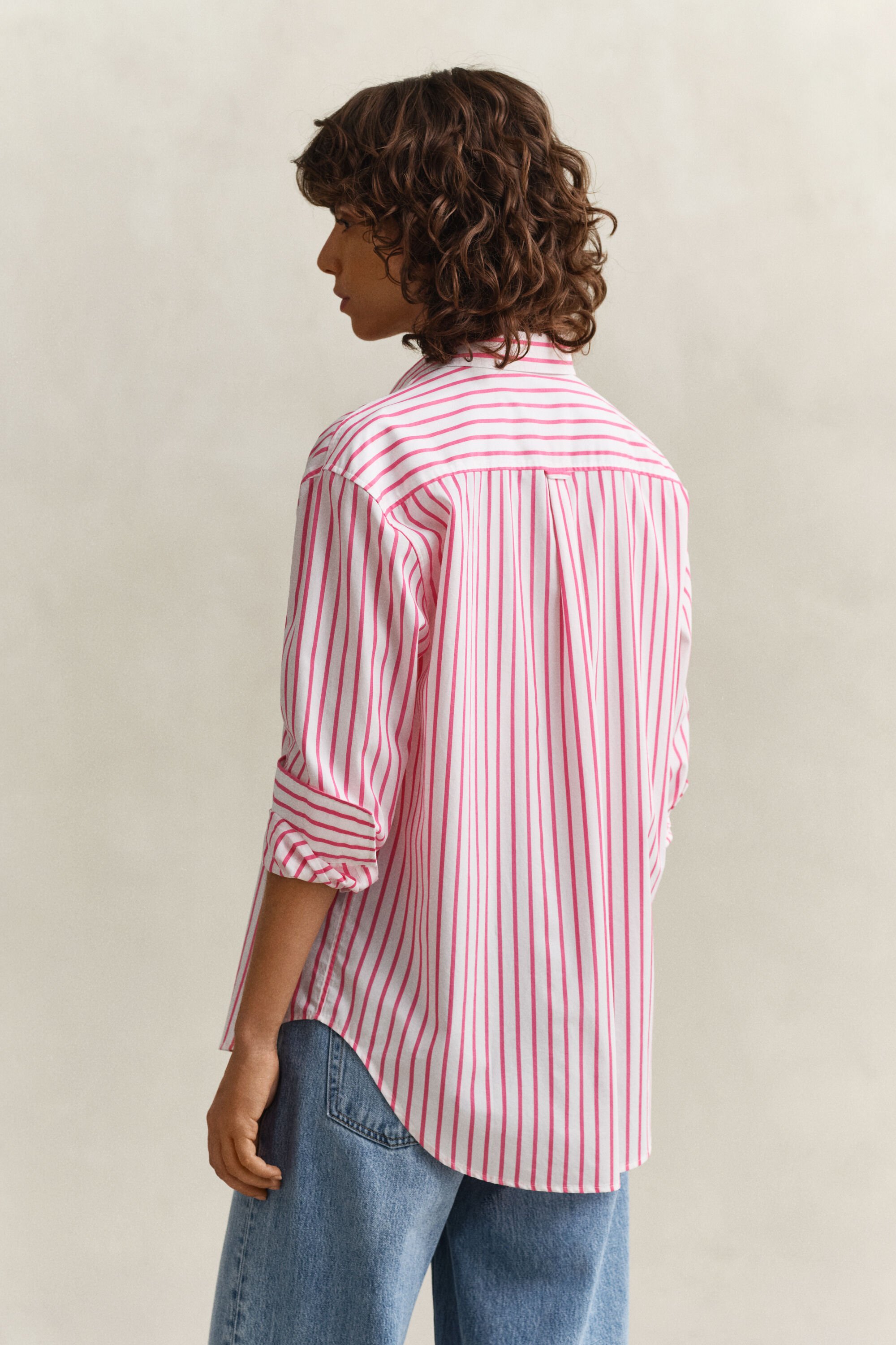 Relaxed fit klassisk stribet poplin-skjorte