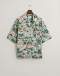 Relaxed Fit Hawaiian Print skjorte med korte ærmer