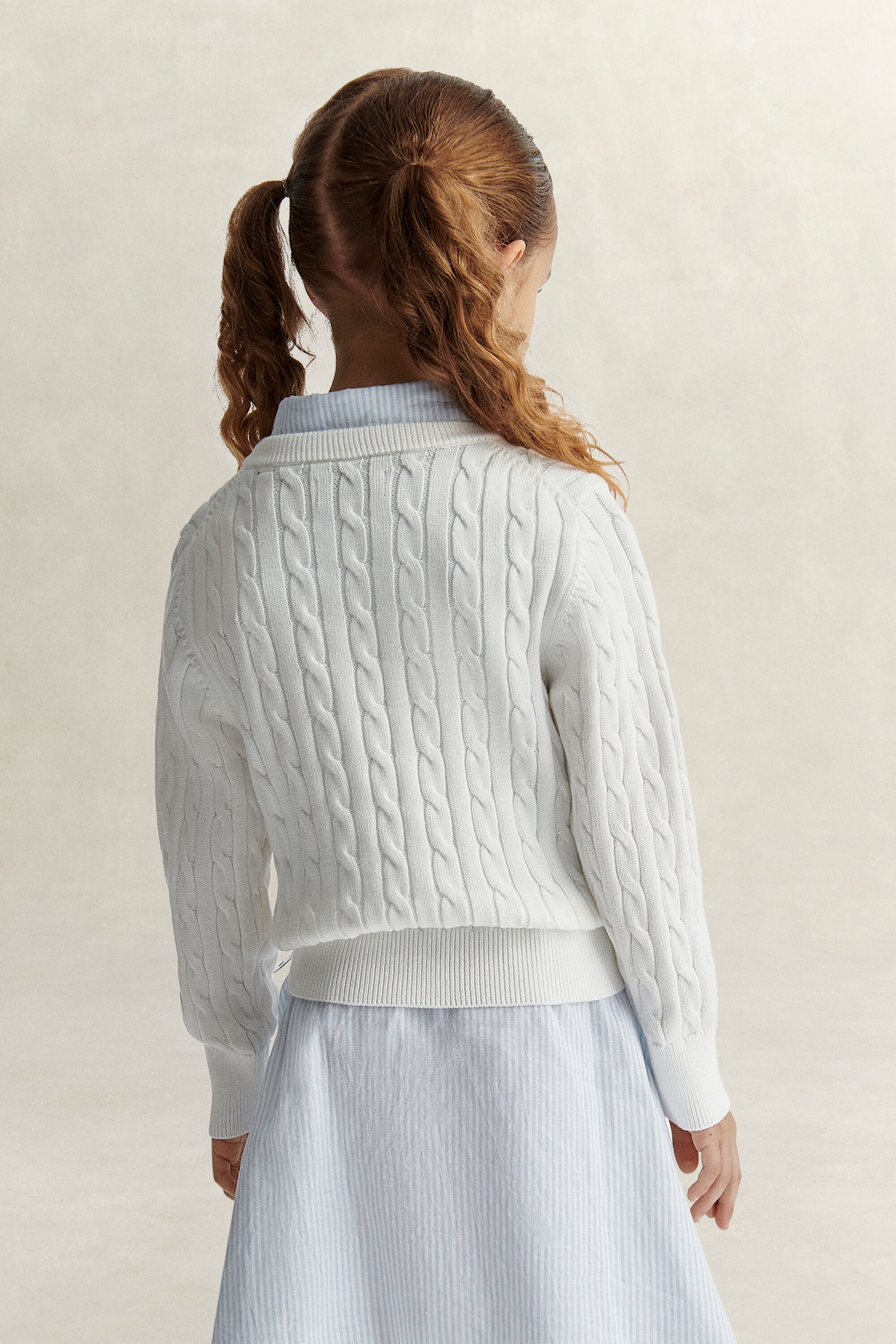 Girls Shield kabelstrikket sweater