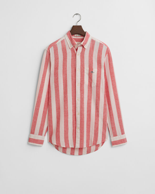 Regular fit kraftigt stribet skjorte af bomuldshør
