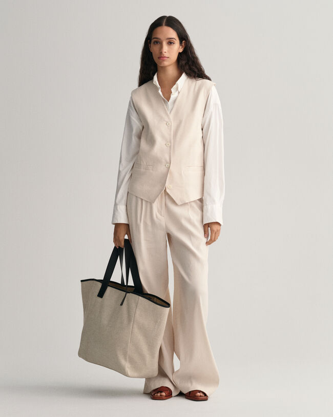 Regular fit vest af hør med stræk