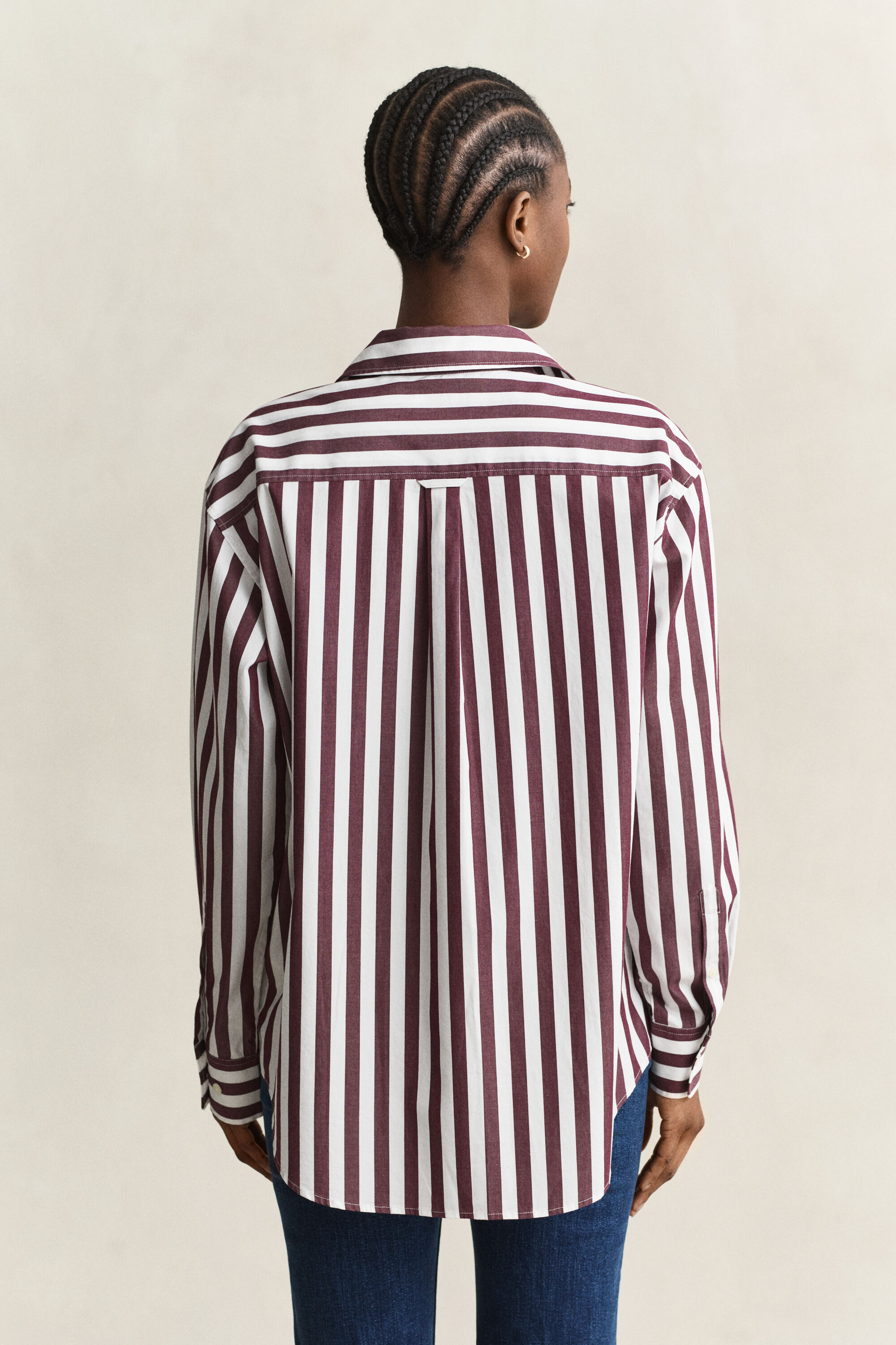 Relaxed poplin skjorte med striber