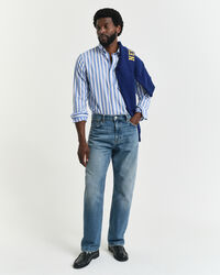 Regular fit stribet klassisk poplin-skjorte