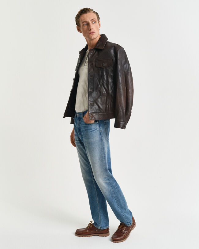 Ribstrikket poloskjorte af bomuld