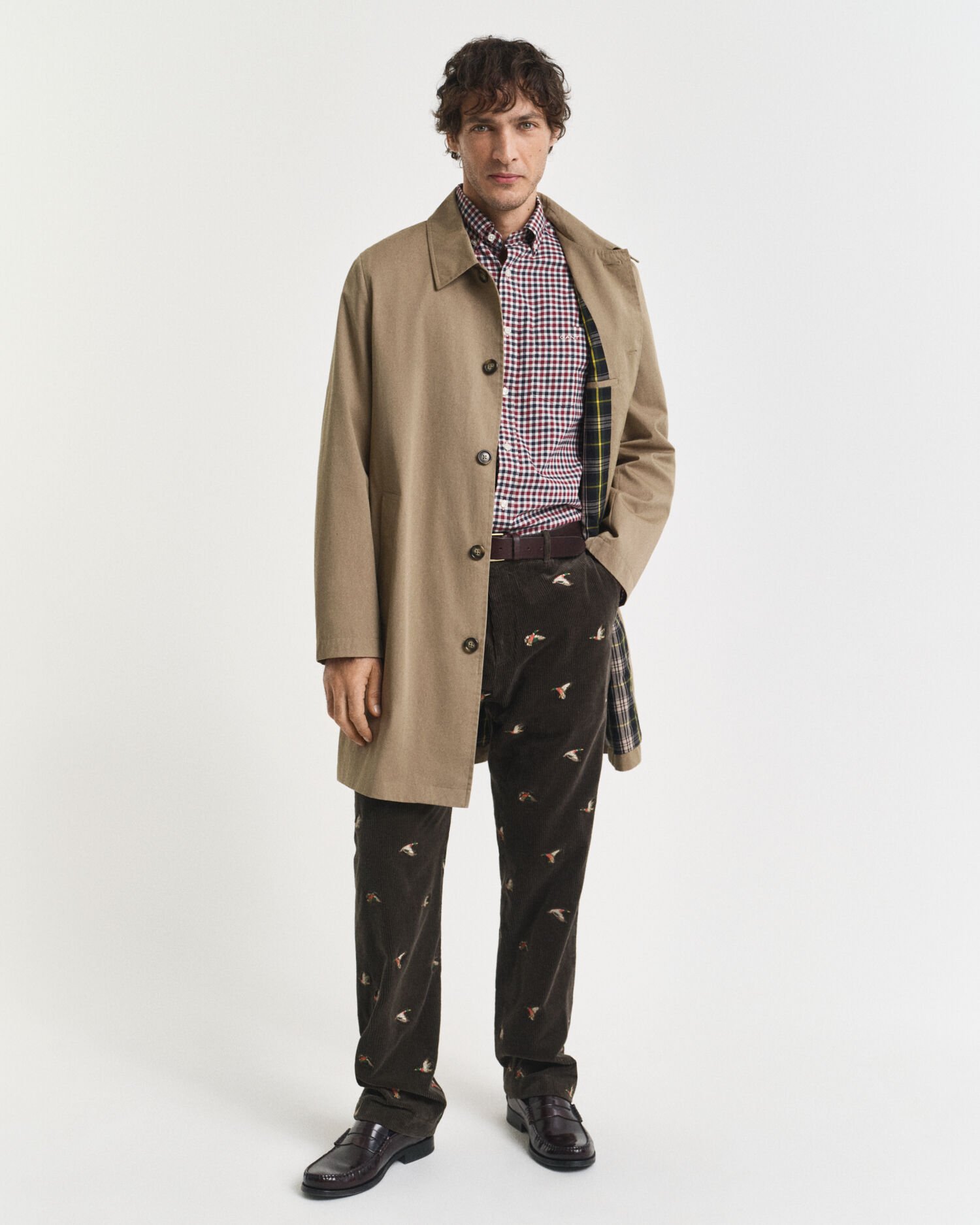 Regular fit gingham skjorte af twill