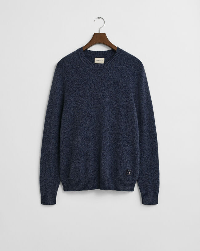 Sweater med crewneck i mouliné uldblanding