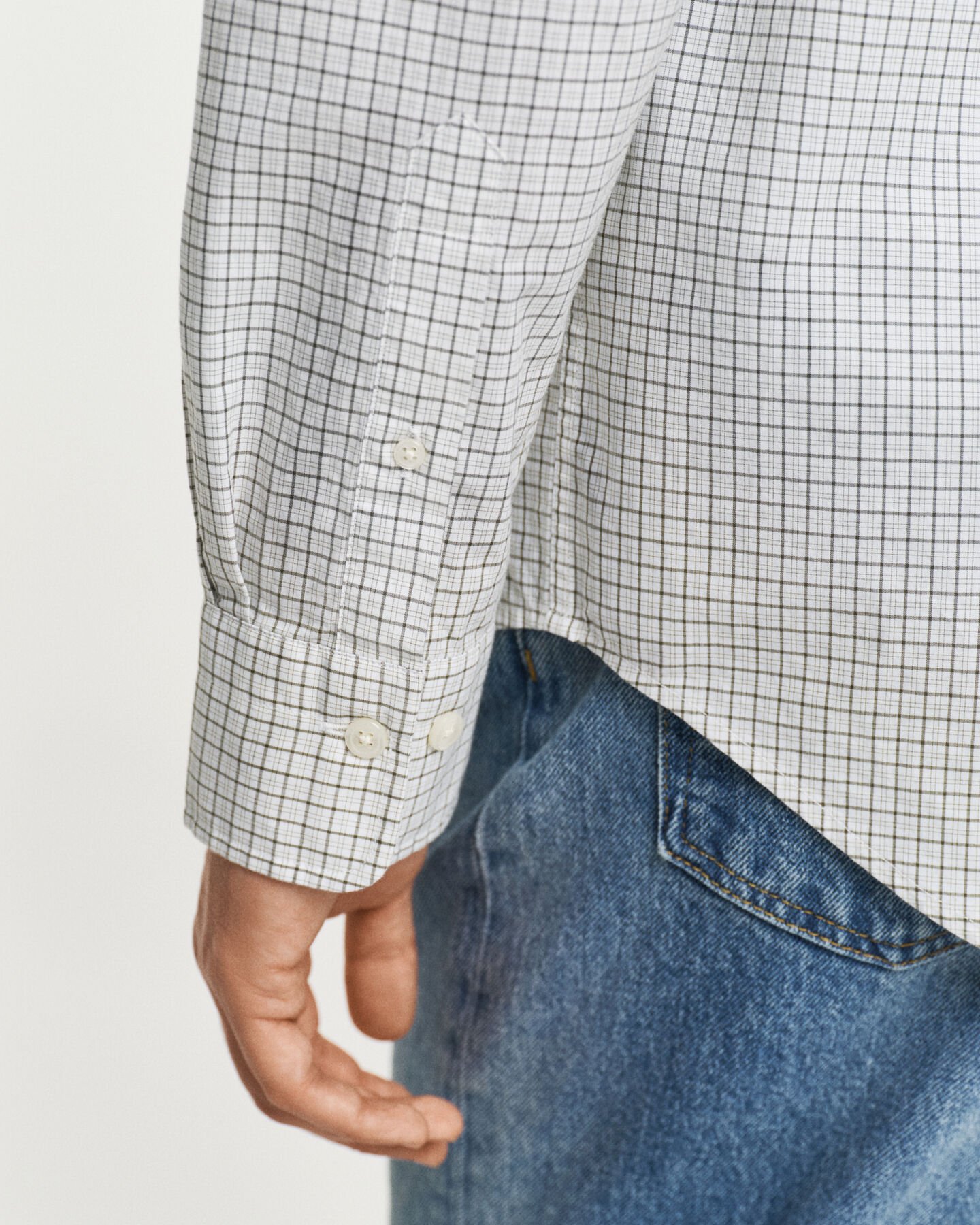 Regular fit klassisk poplin-skjorte med tern