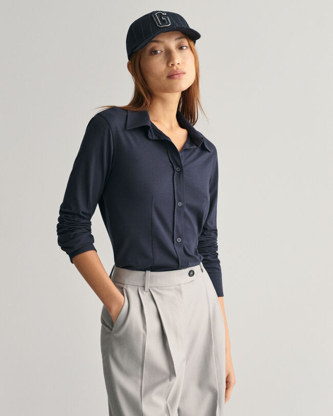 Slim fit jersey skjorte