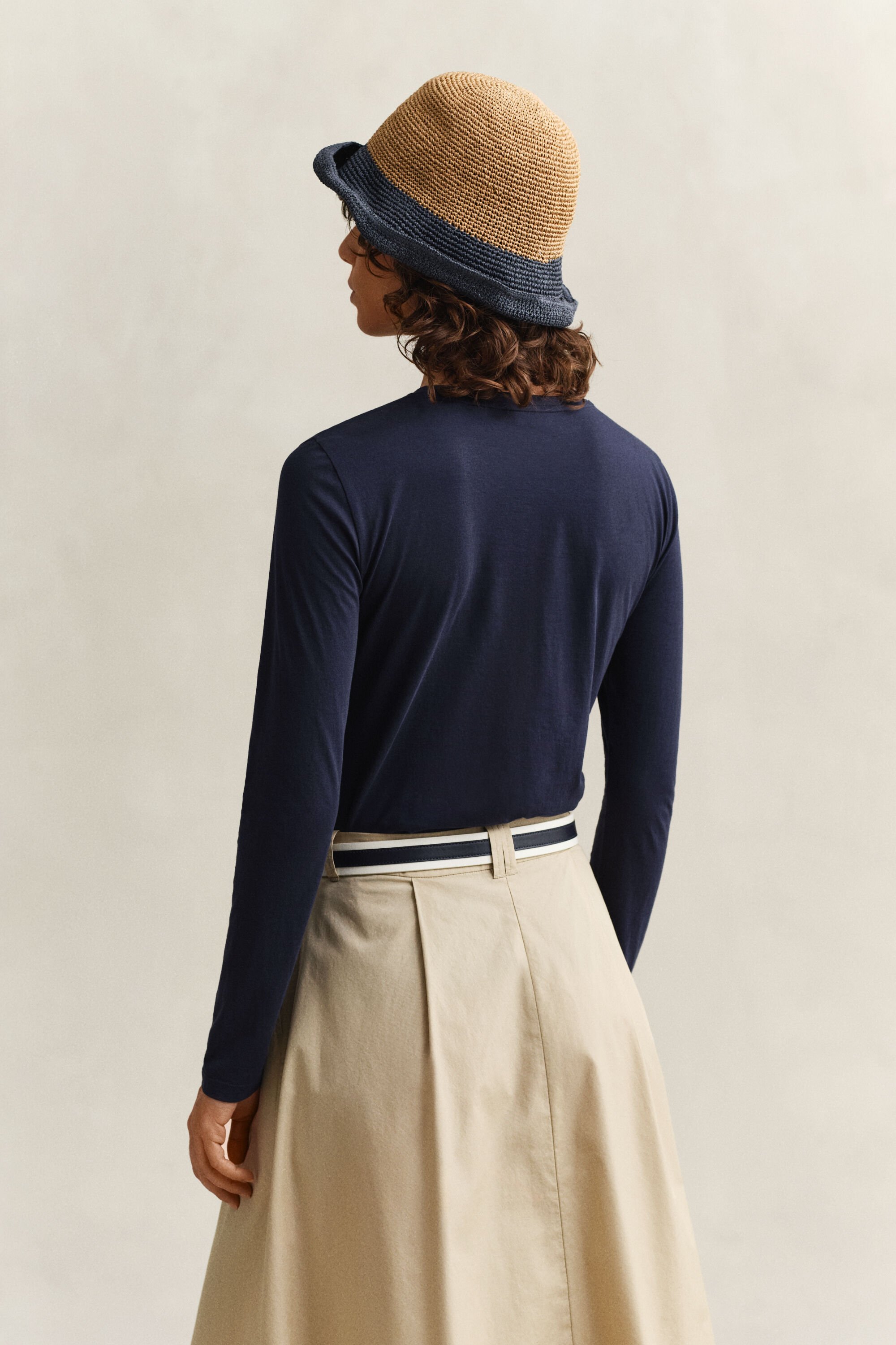 T-shirt af bomuld med lange ærmer