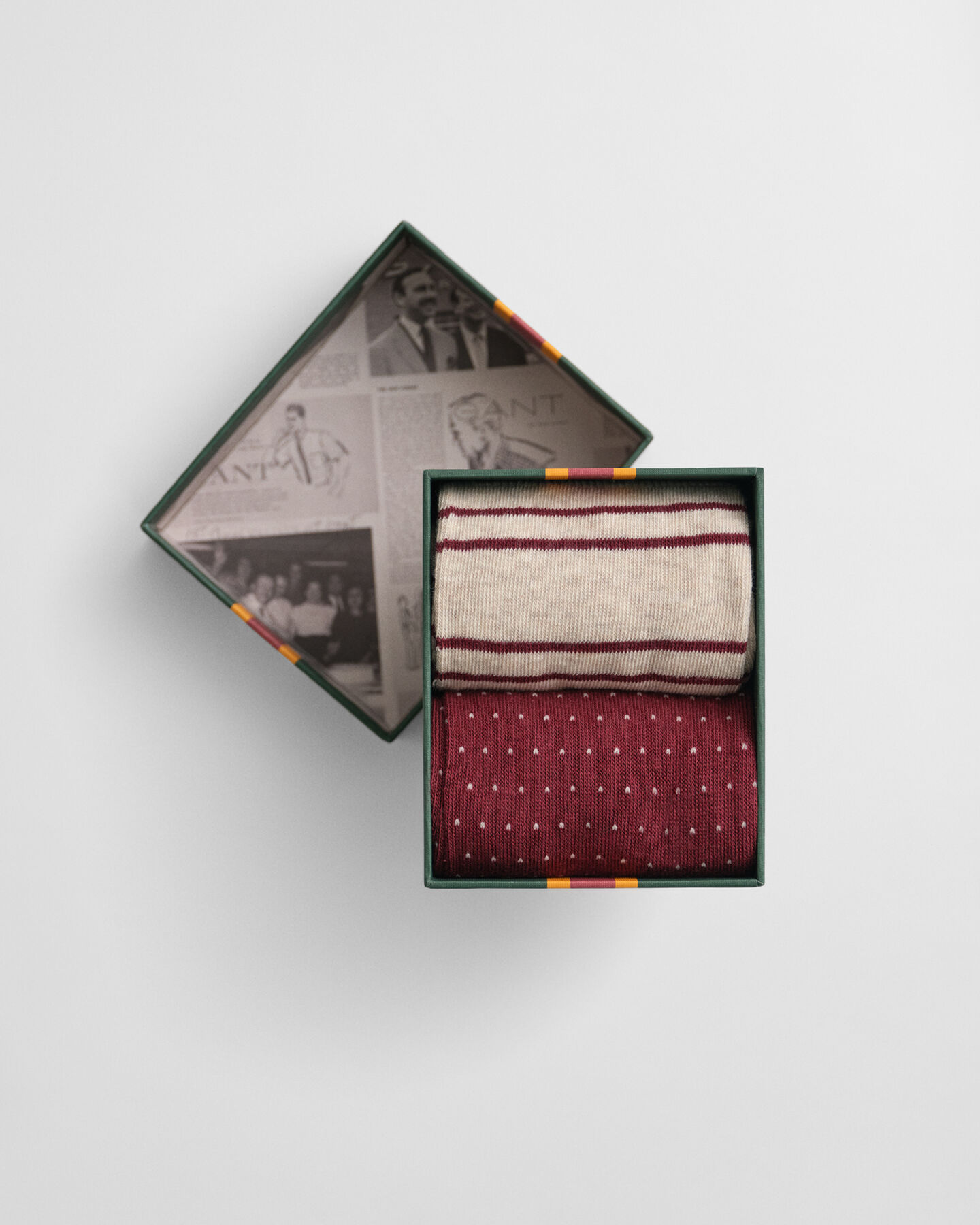 2-Pack sokker med striber og mini-prikker i gaveæske