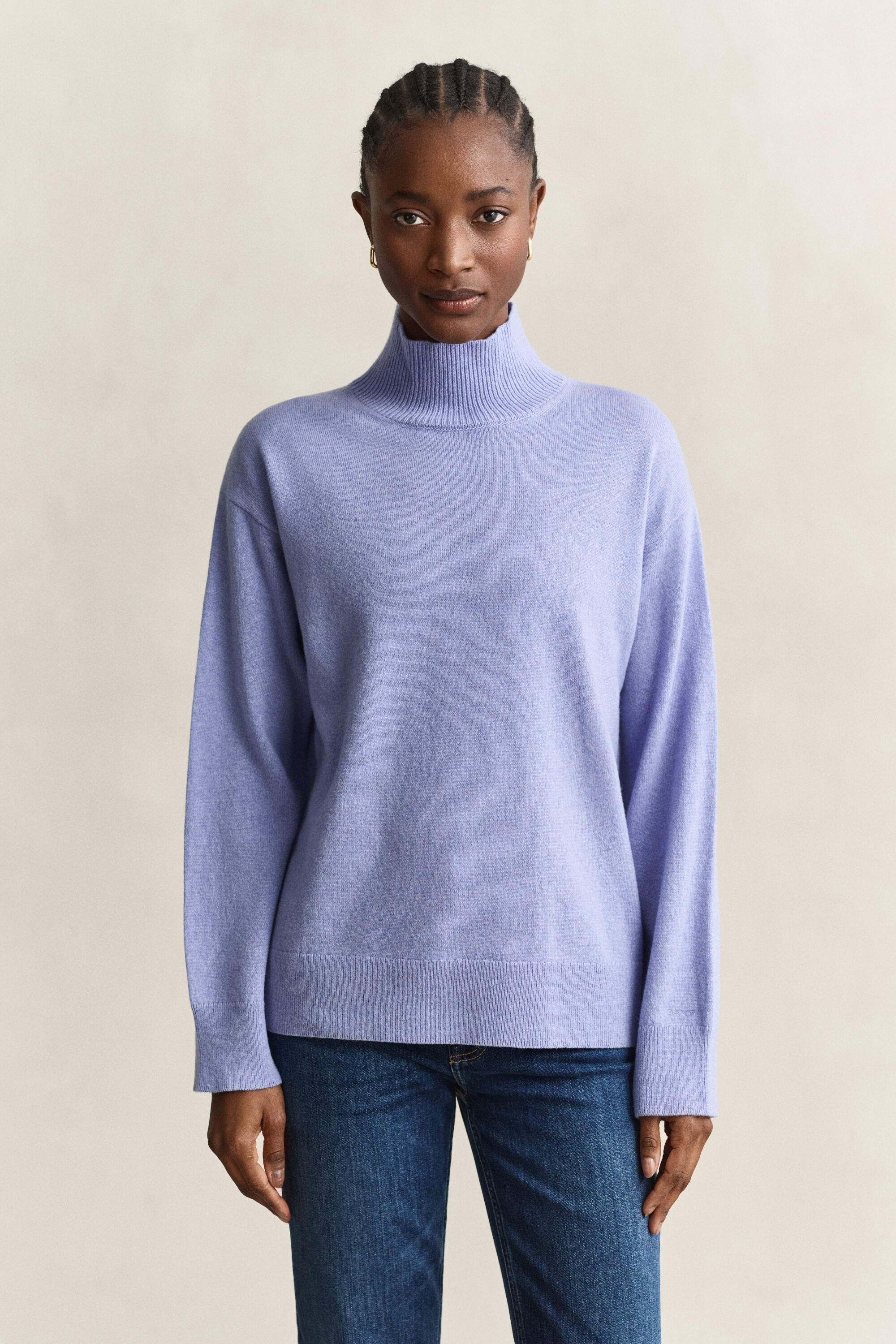Sweater med mock-neck i luksuriøs lammeuld