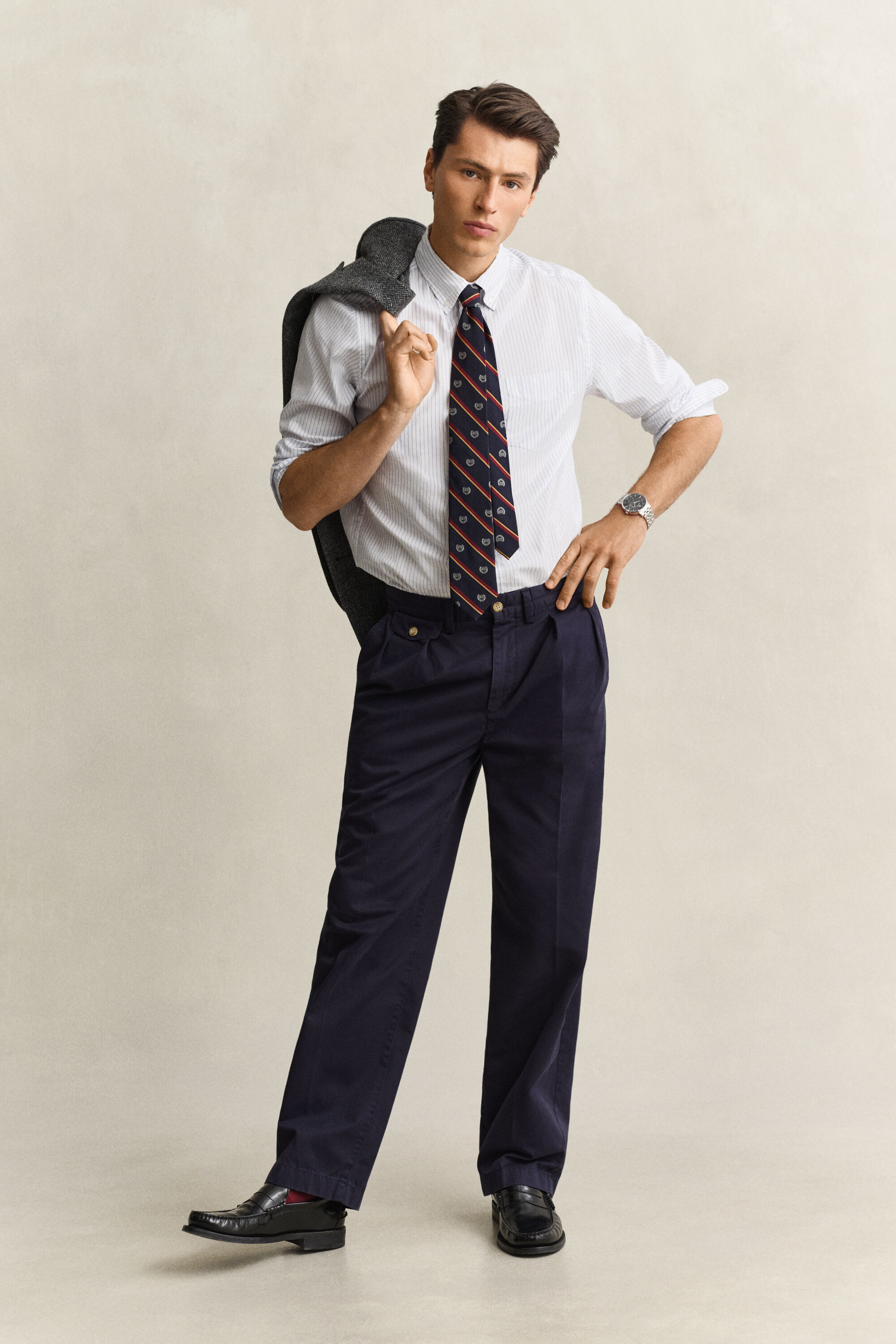 Gant x Yale stribet Oxford skjorte