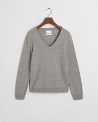 Sweater med V-hals af ekstra fin lammeuld