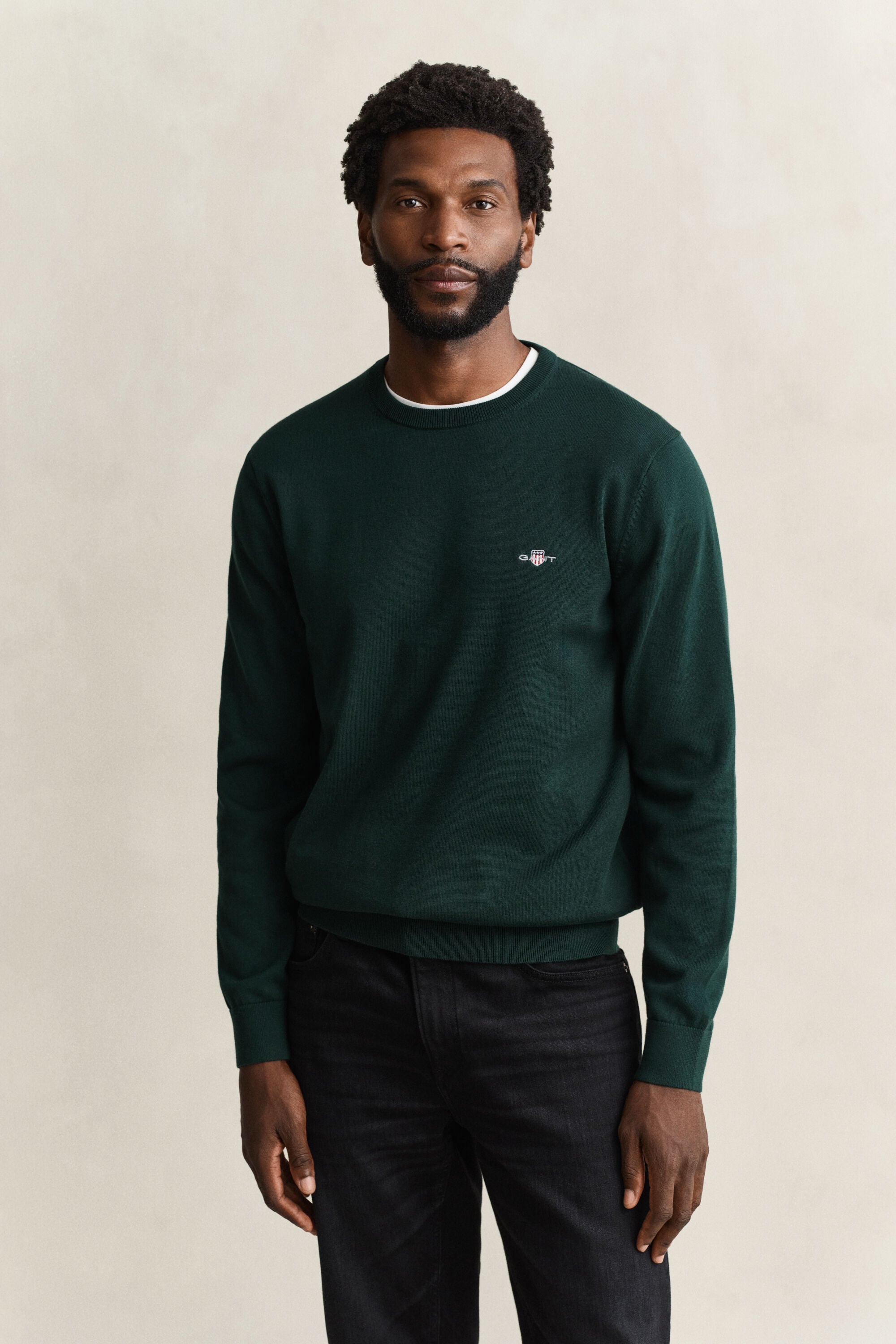 Crewneck sweater i bomuld