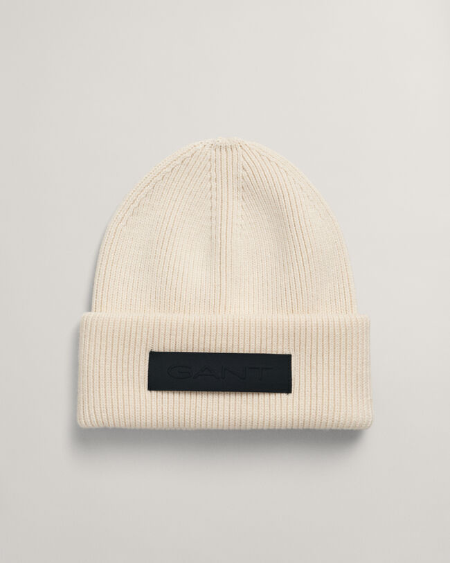 Ribstrikket beanie