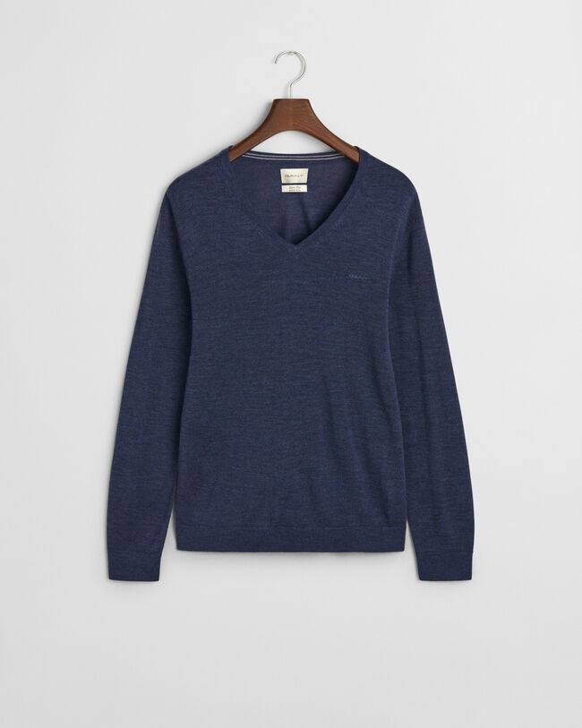 Sweater med V-hals sweater af ekstra fin merinould
