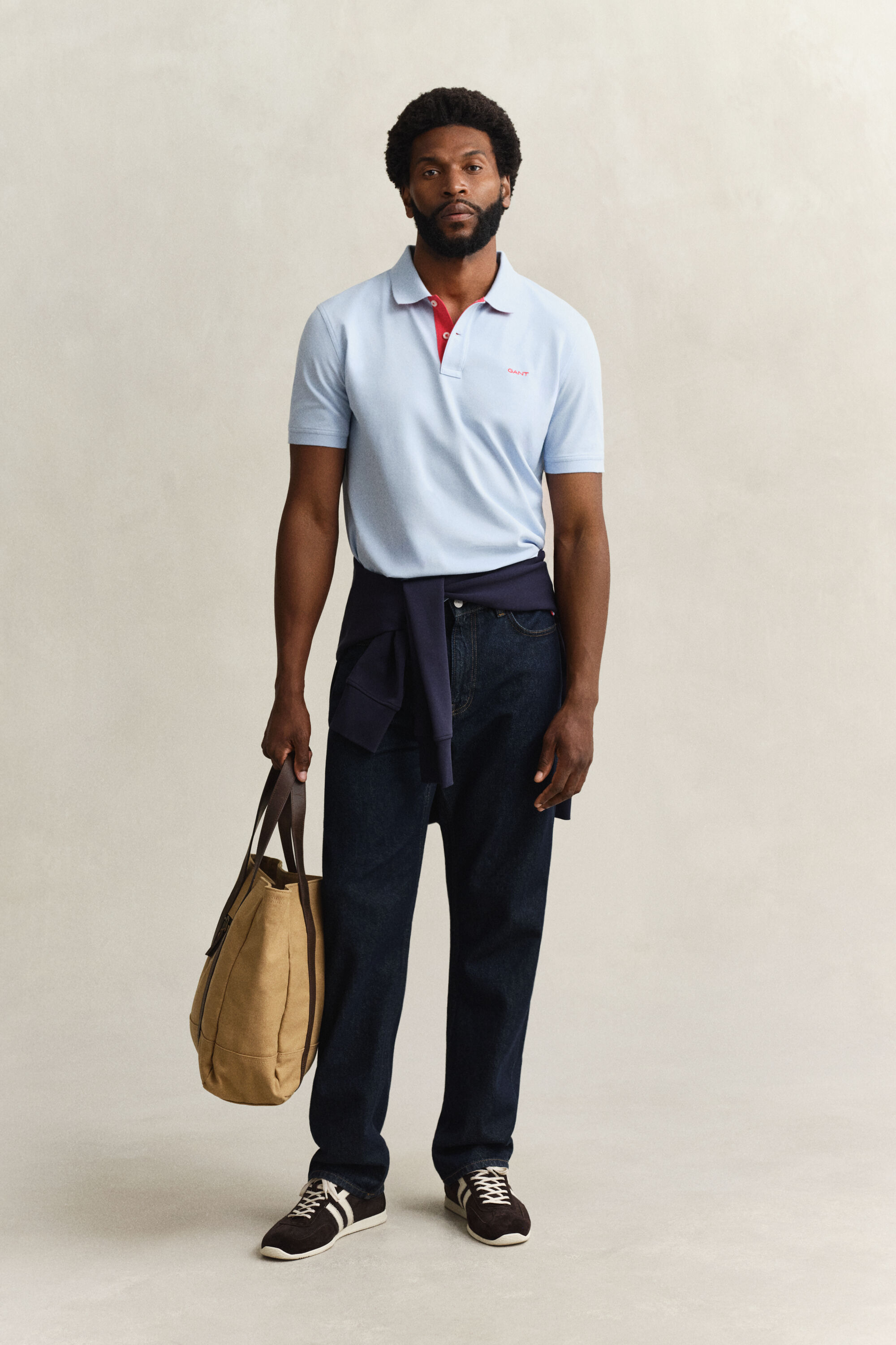 Kontrastfarvet piqué poloskjorte