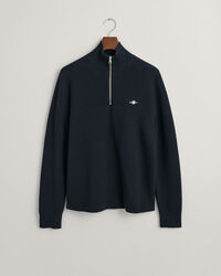 Milano-strikket sweater i bomuld med halv lynlås