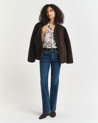 Relaxed fit bomuldssilkeskjorte med træ-tryk