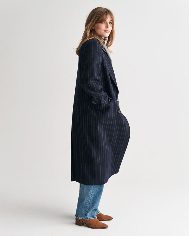 Nålestribet uldfrakke