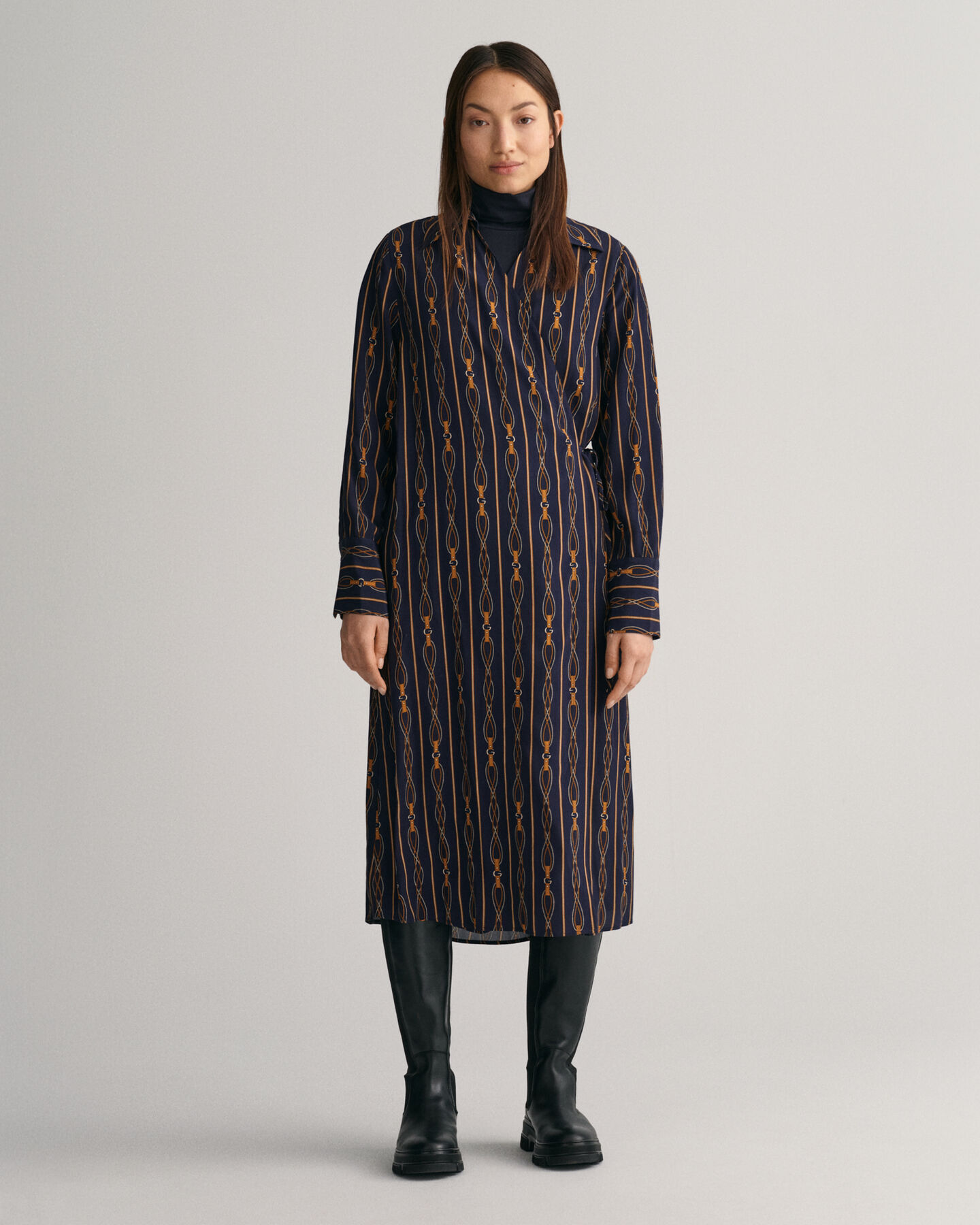 Regular fit Rope-stribet slå-om kjole