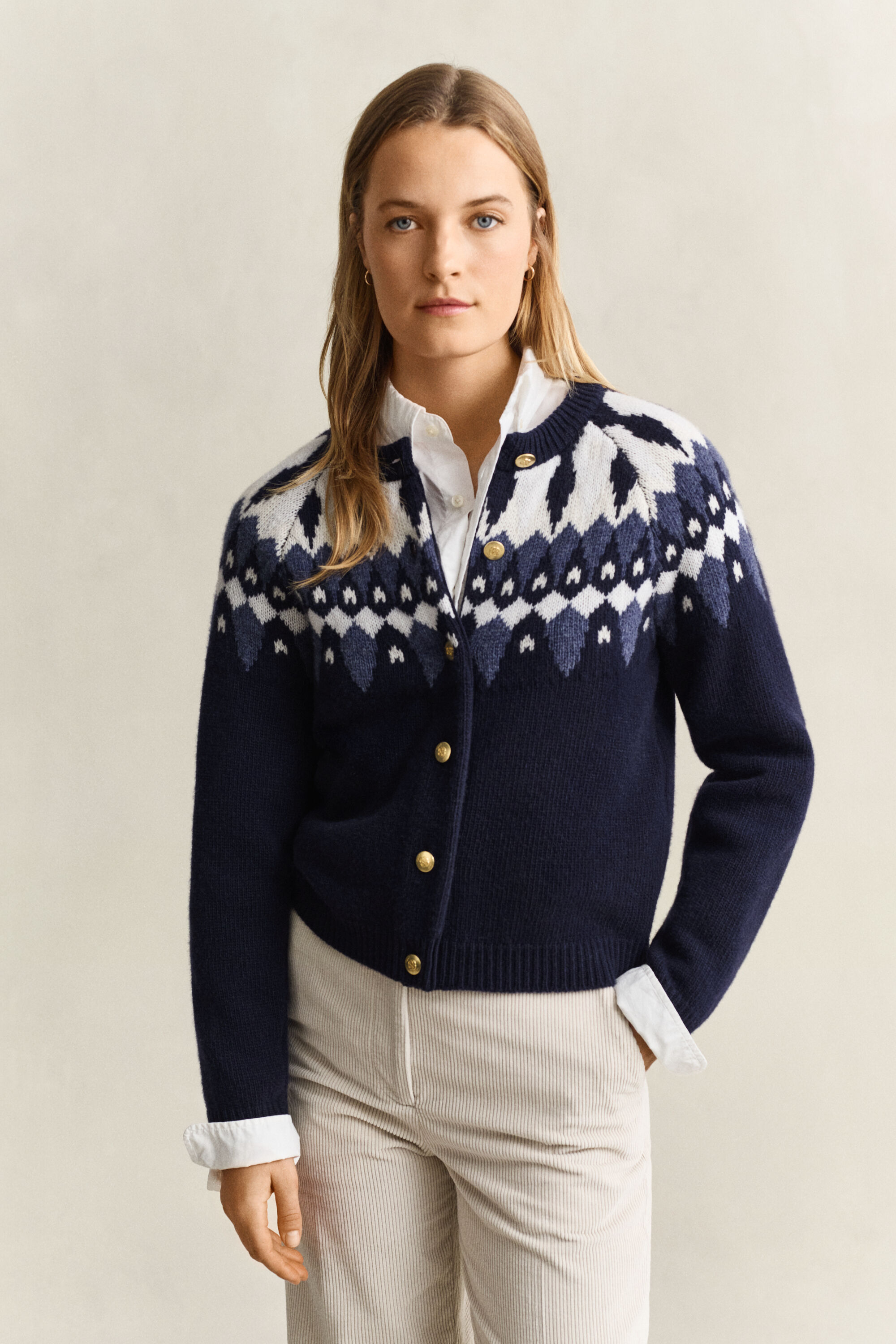 Fair Isle cardigan af uld