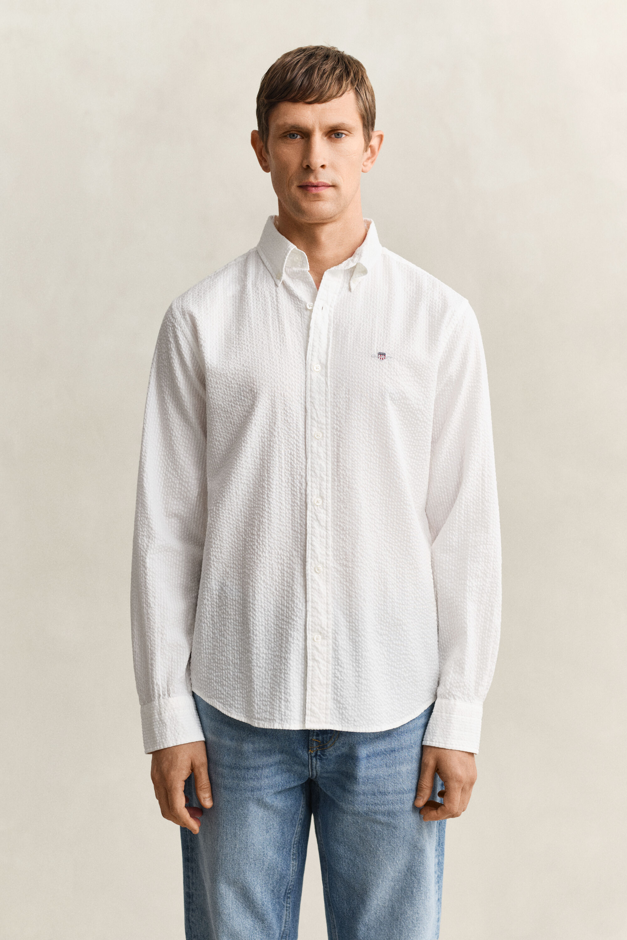 Regular fit seersucker-skjorte