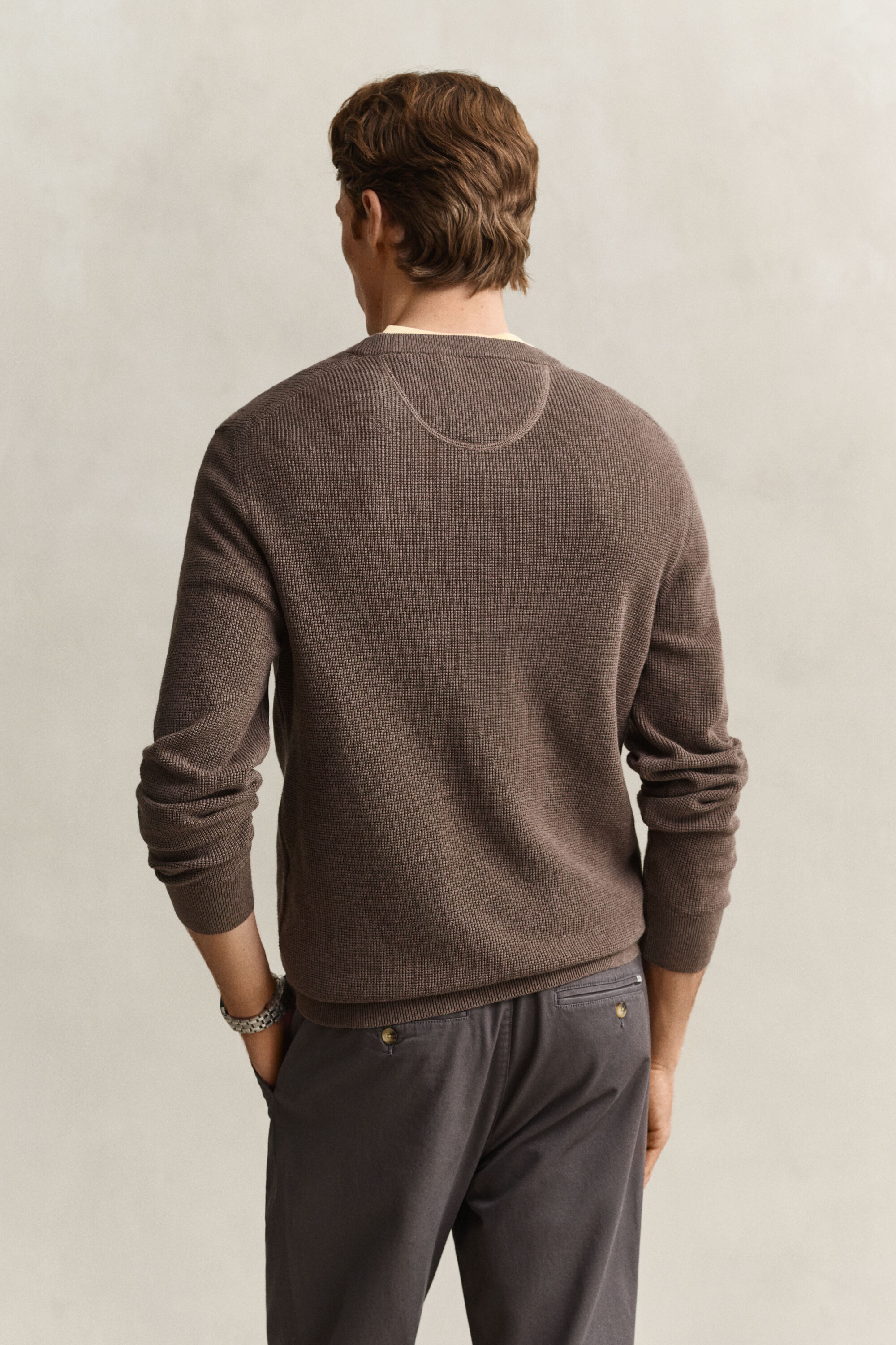 Tekstureret crewneck sweater af bomuld