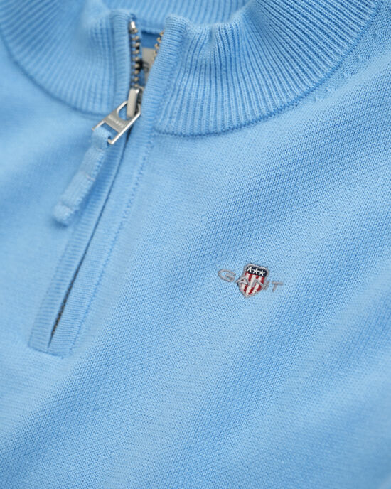 Kids Shield sweater i bomuld med halv lynlås