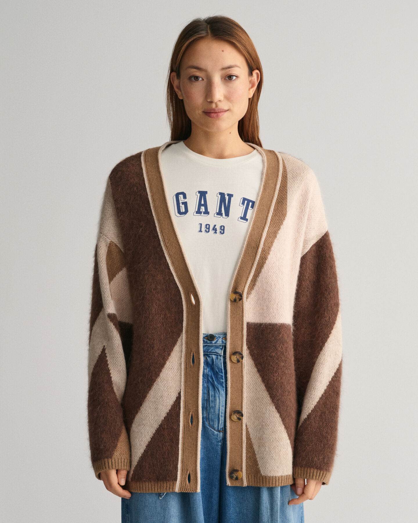 Intarsia cardigan med Letters-tryk