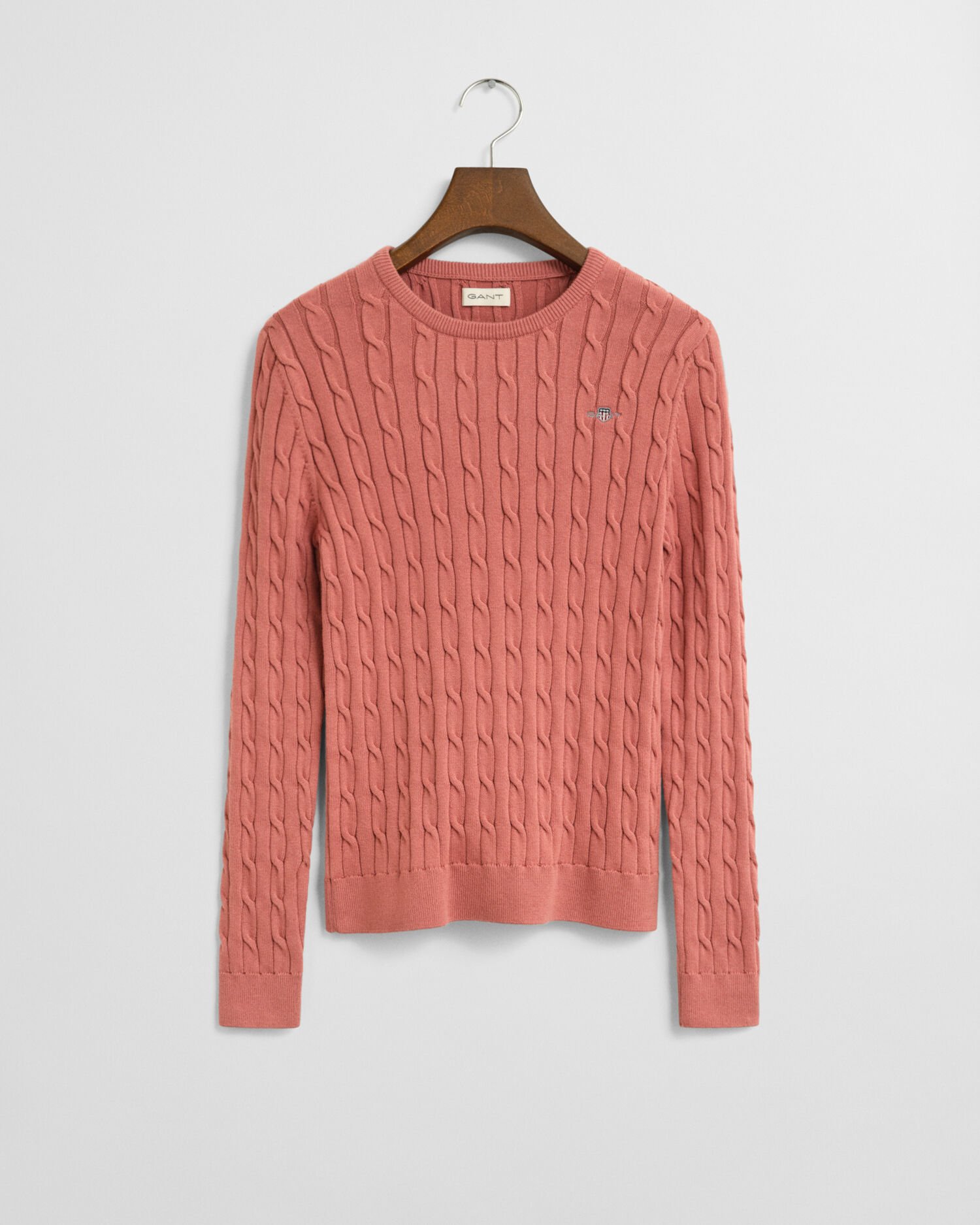 Teen Girls crewneck sweater af strækbomuld med kabelstrik