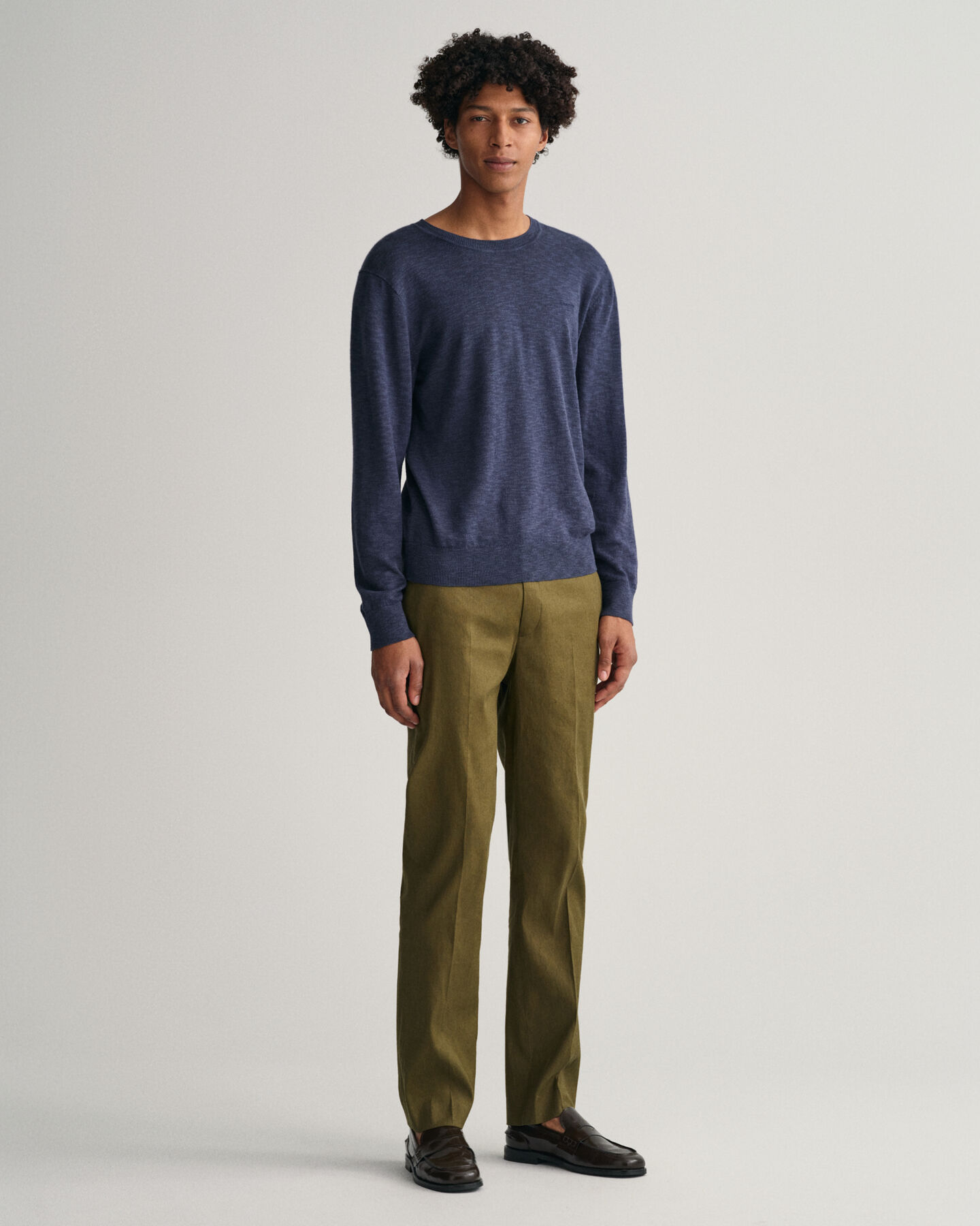 Crewneck sweater af bomuld og h&oslash;r