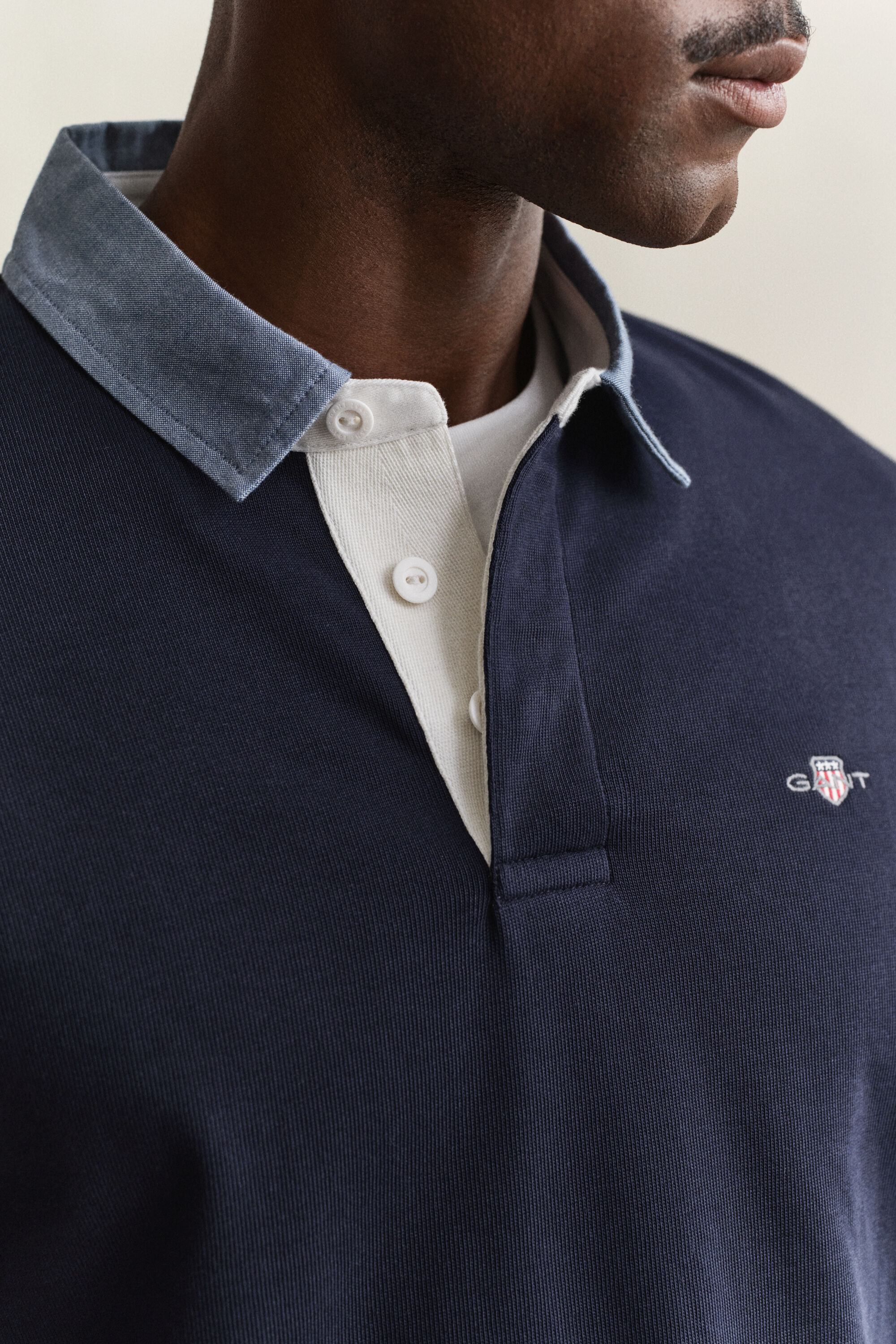 Heavy Rugger med krave i chambray