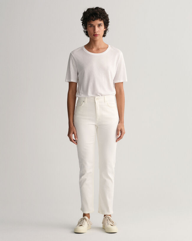 Hvide korte fit jeans -