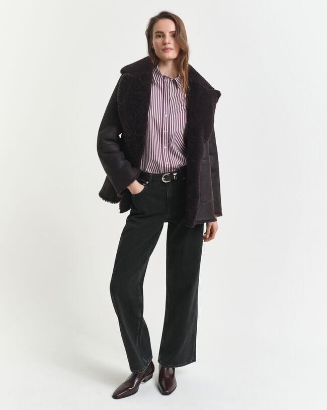 Regular fit klassisk stribet poplin-skjorte