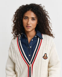 Gant Varsity kabelstrikket cardigan med V-hals