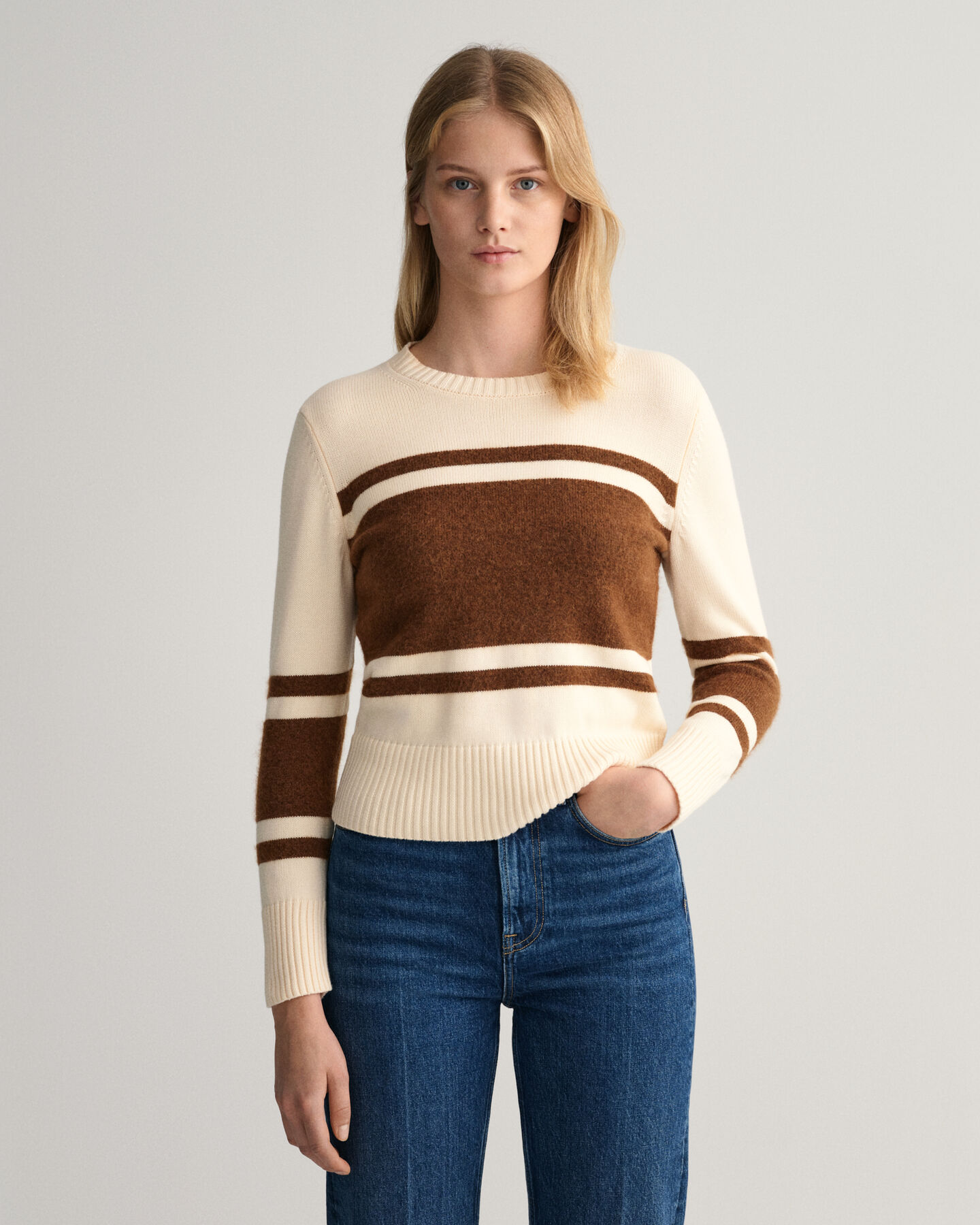 Blokstribet crewneck sweater