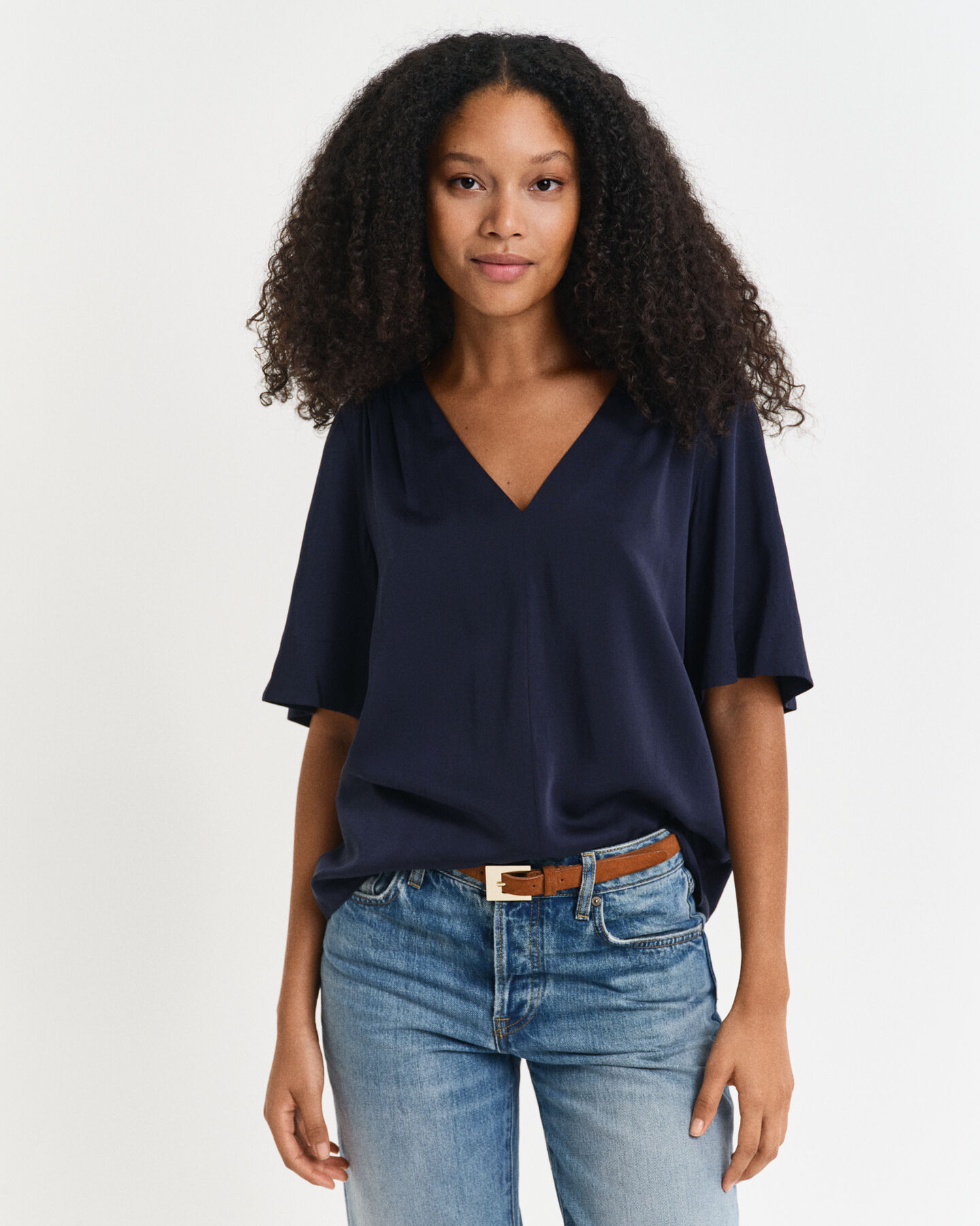 Bluse med korte ærmer