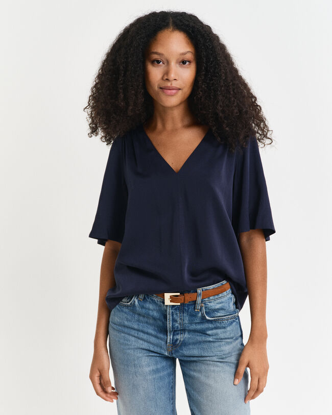 Bluse med korte ærmer